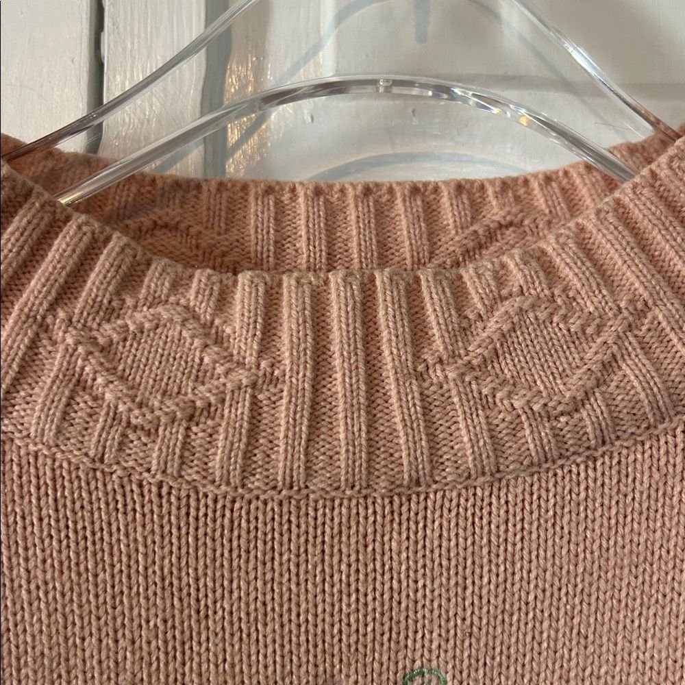 Vintage Mock-Nexk Embroidered Pink Sweater - Size L - Picture 6 of 8